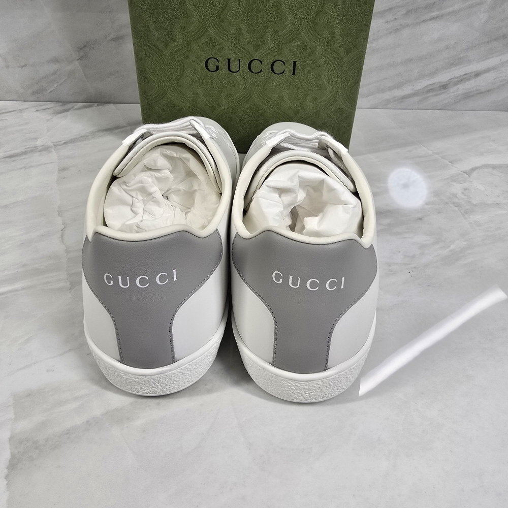 Gucci White Leather Low-Top Sneakers with Perforated G - Picture 4 of 12
